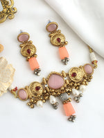 Maya Choker Necklace Set-Pastel Pink