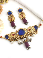 Maya Choker Necklace Set-Blue