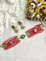 Antra Choker Necklace Set-Pink
