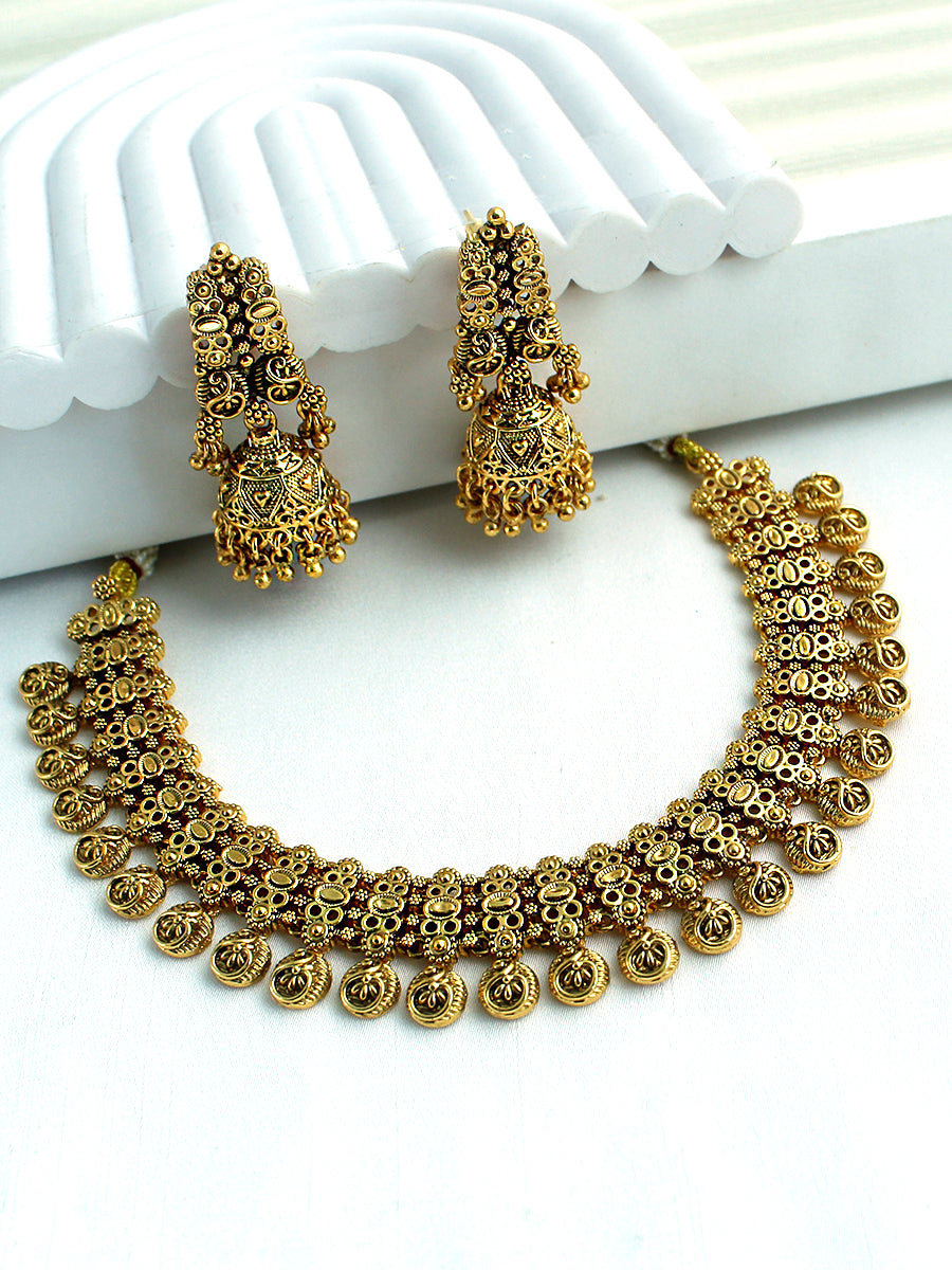 Dhruvika Necklace Set-Gold