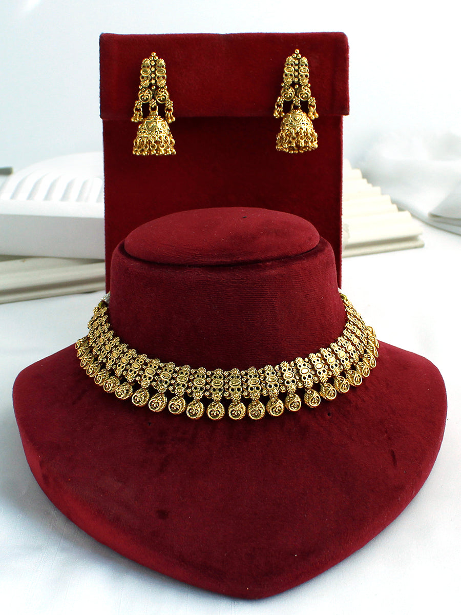 Dhruvika Necklace Set-Gold