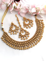 Tanusha Bib Necklace Set-Gold