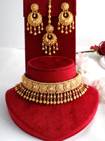 Rashmika Choker Necklace Set-Gold
