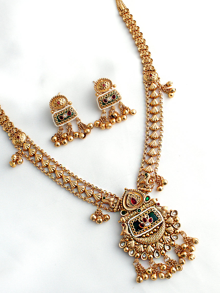 Nitara Long Necklace Set-Multicolor