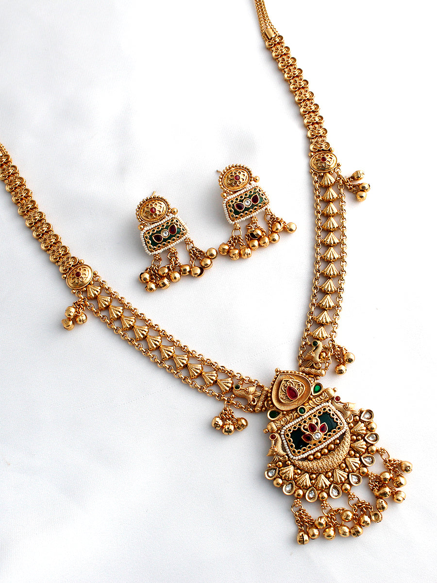 Nitara Long Necklace Set-Multicolor