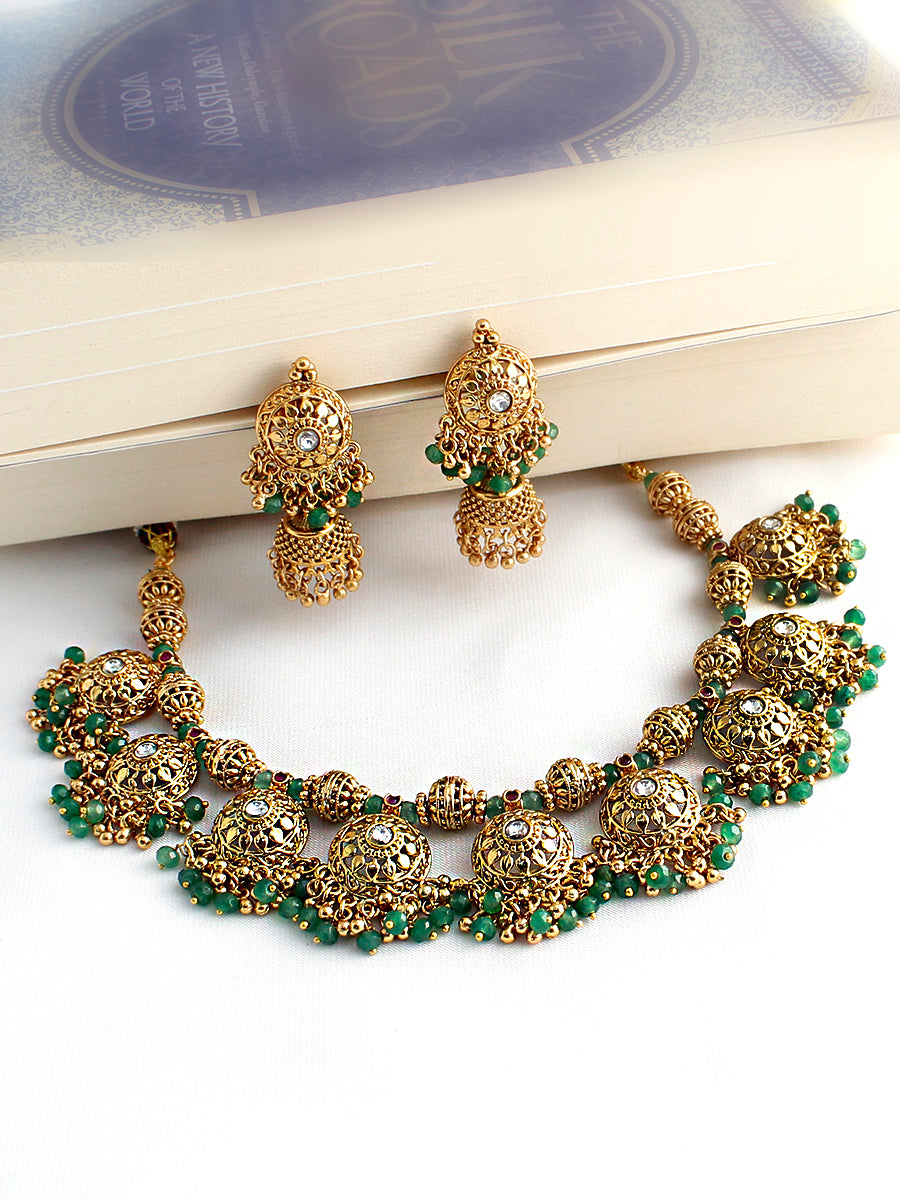 Ritanya Bib Necklace Set-Mint Green