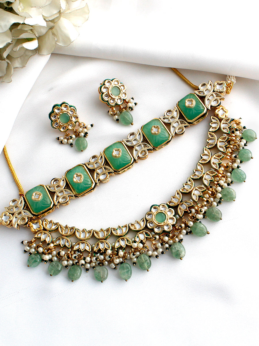 Rohini Layered Necklace Set-Mint Green