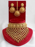 Tanishi Choker Necklace Set-Gold