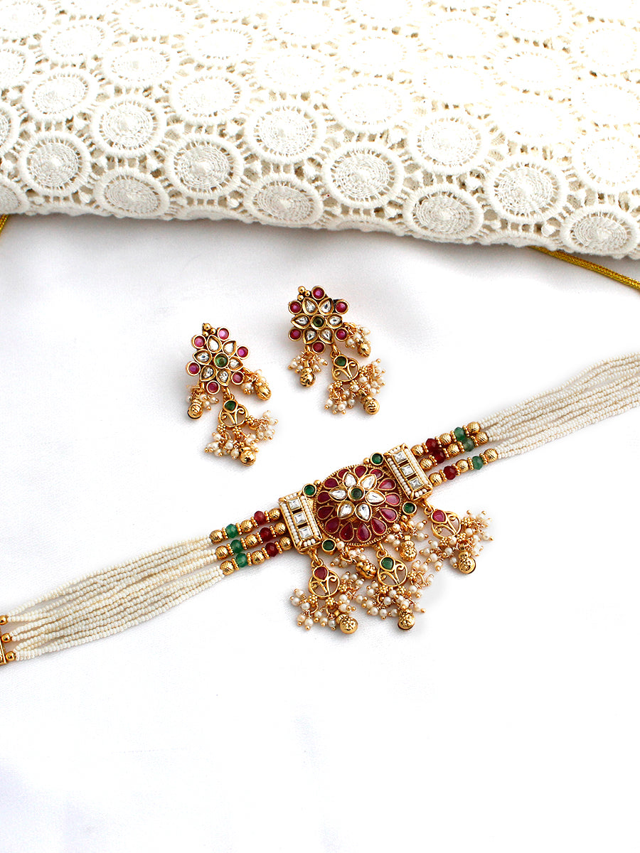 Kashika Necklace Set-Multicolor