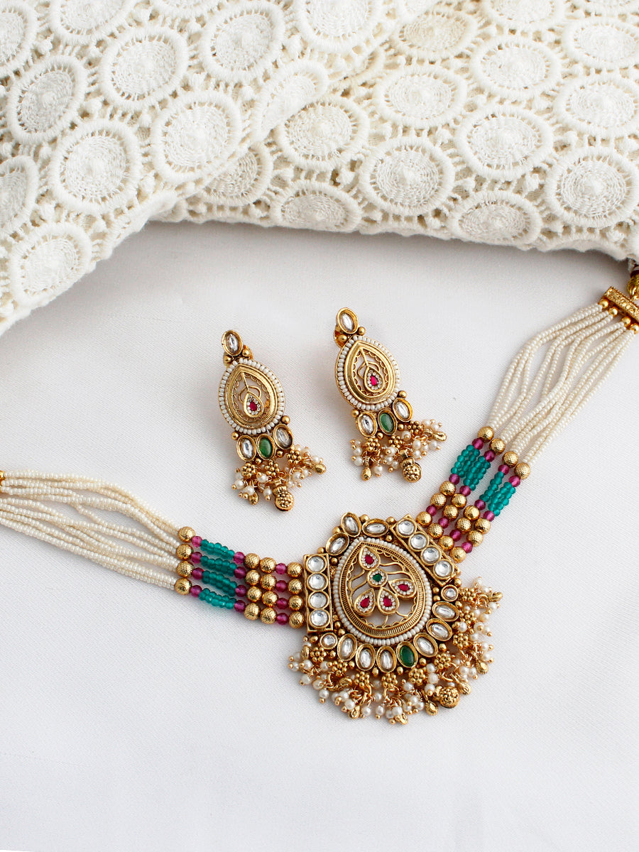 Falguni Choker Necklace Set-Multicolor