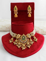 Nirvana Bib Necklace Set-Pink/Green