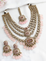 Anaya Layered Necklace Set - Pastel Pink