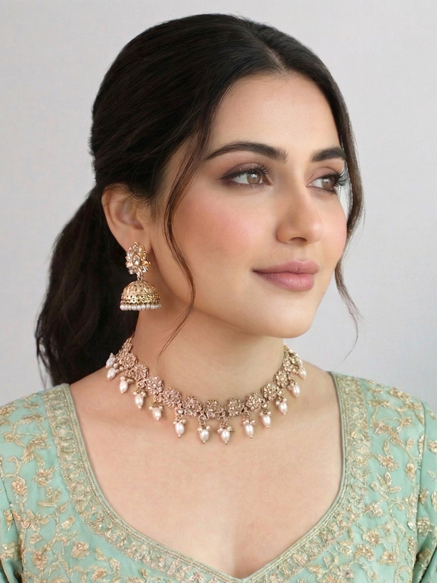Mihira Necklace Set-Gold