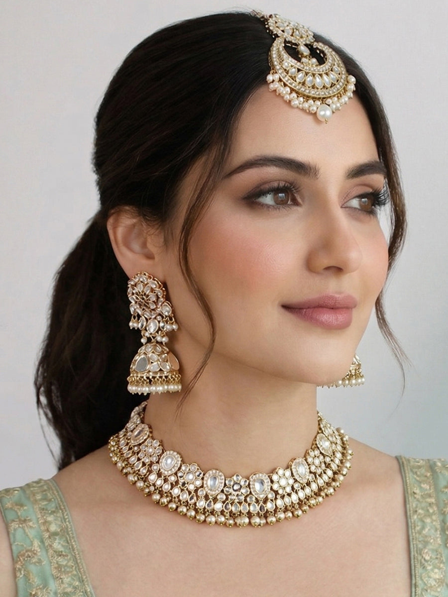 Savira Mirror Necklace Set-Gold