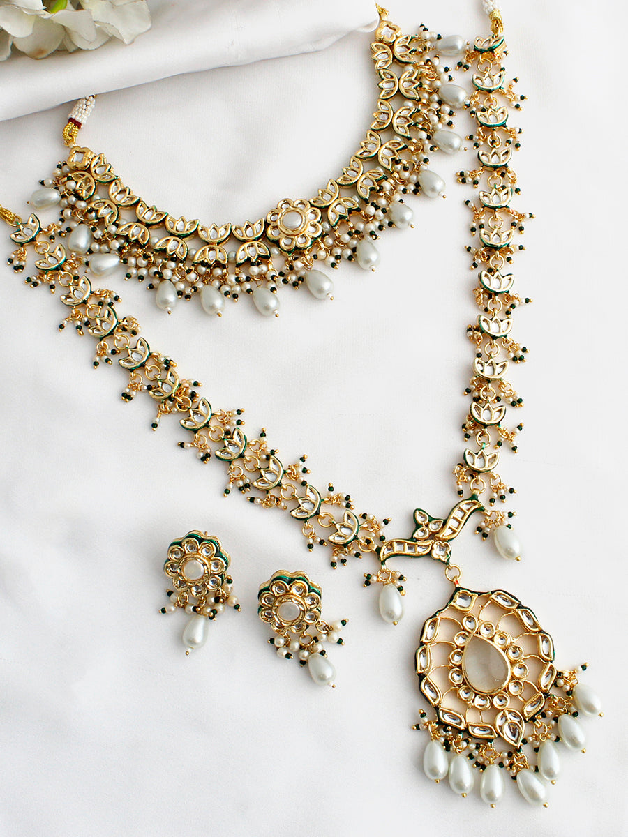 Meerakshi Layered Necklace Set-Ivory