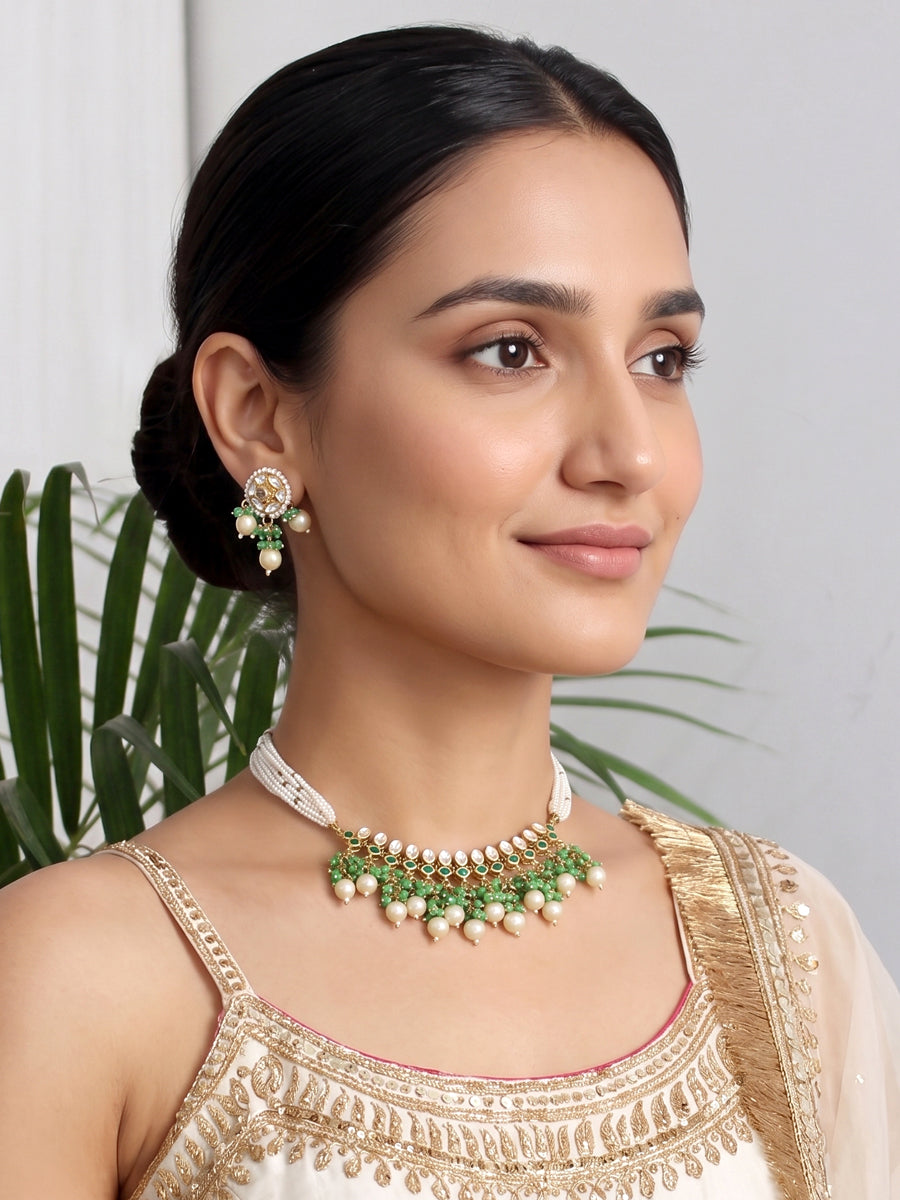 Dhanvi Necklace Set-Green