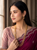 Anandita Long Necklace Set Desi Jewelry Necklace Set for Saree & Lehenga-Hot Pink