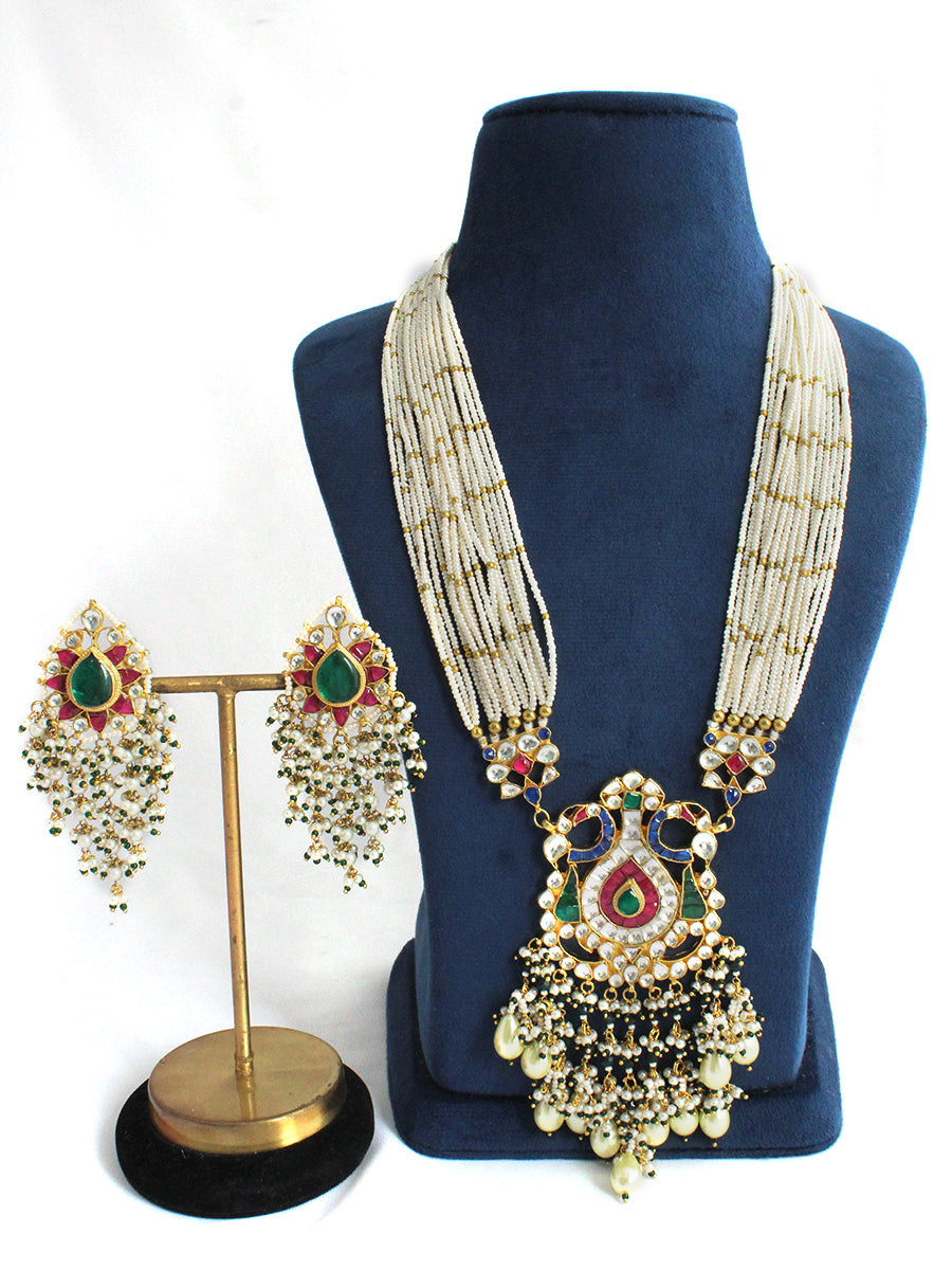 Upavan Long Necklace Set-Multicolor
