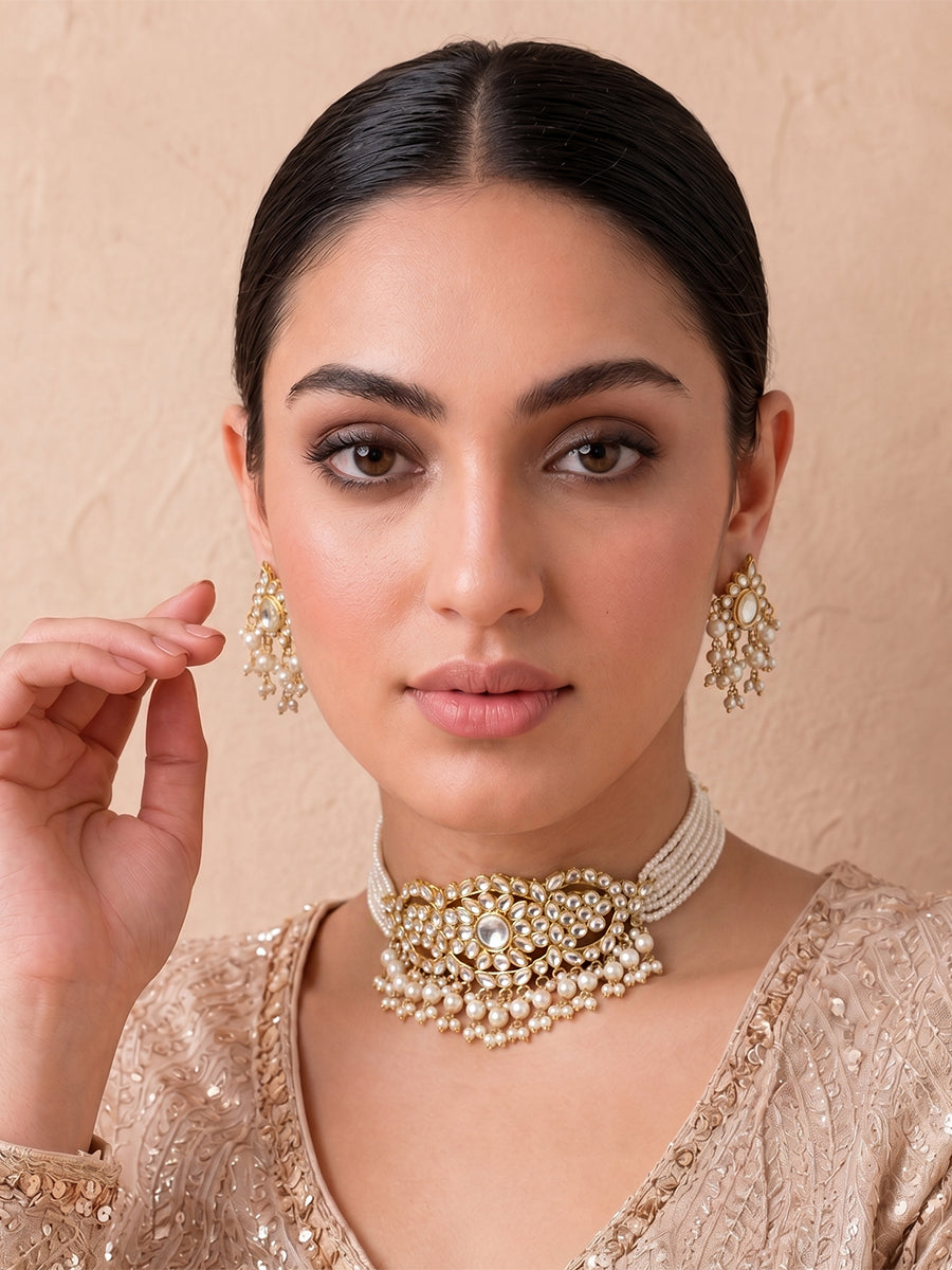 Pratyusha Necklace Set- White 