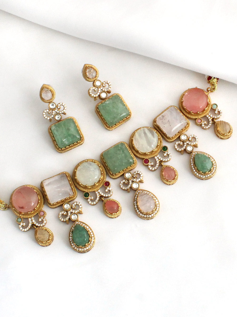 Rhea Choker Necklace Set-Multicolor