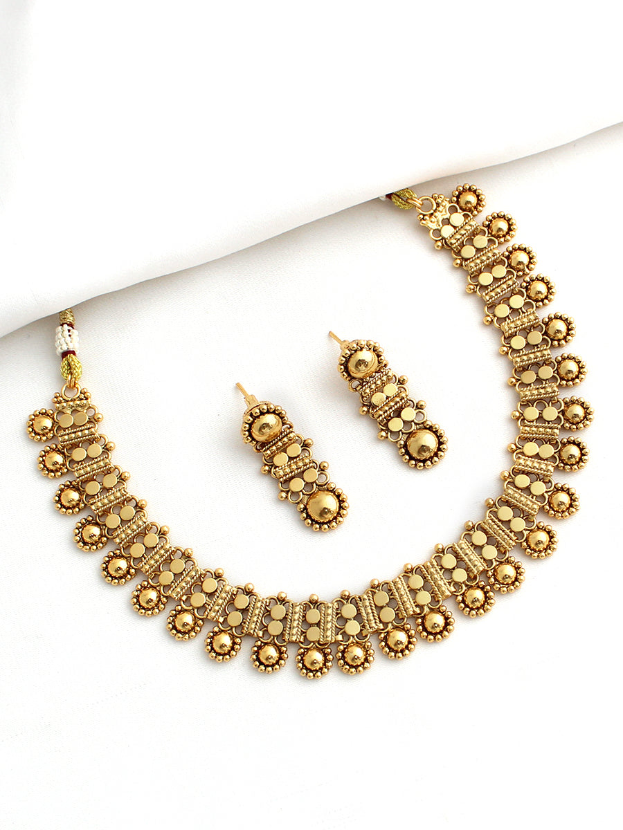 Anandita Bib Necklace Set-Gold
