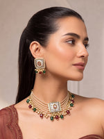 Anaika Necklace Set-Maroon / Green