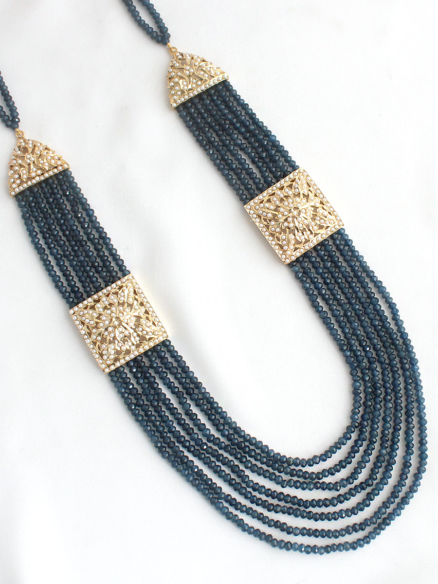 Saima Layered Necklace-Navy Blue