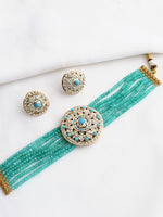 Amna Choker Necklace Set-Turquoise