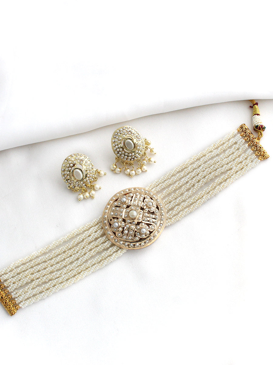 Amna Choker Necklace Set-Gold