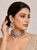 Mehru Jadau Choker Necklace Set-Multicolor