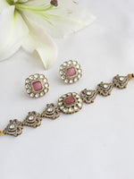 Shivira Choker Necklace Set-Pastel Pink