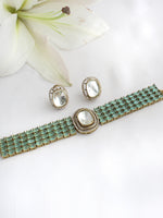 Ishanvi Choker Necklace Set-Mint Green