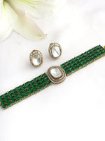 Ishanvi Choker Necklace Set-Green