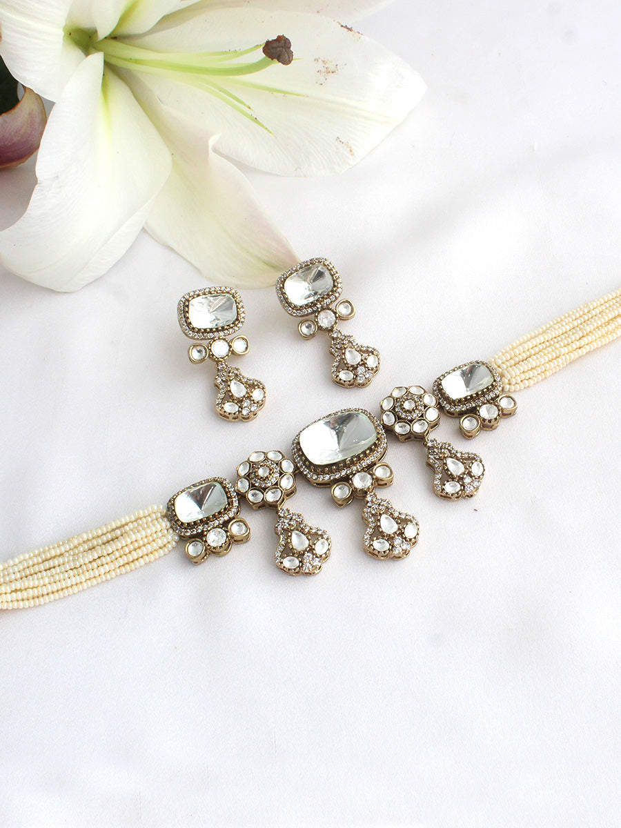 Raha Choker Necklace Set-Gold