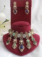 Saysha Choker Necklace Set-Multicolor
