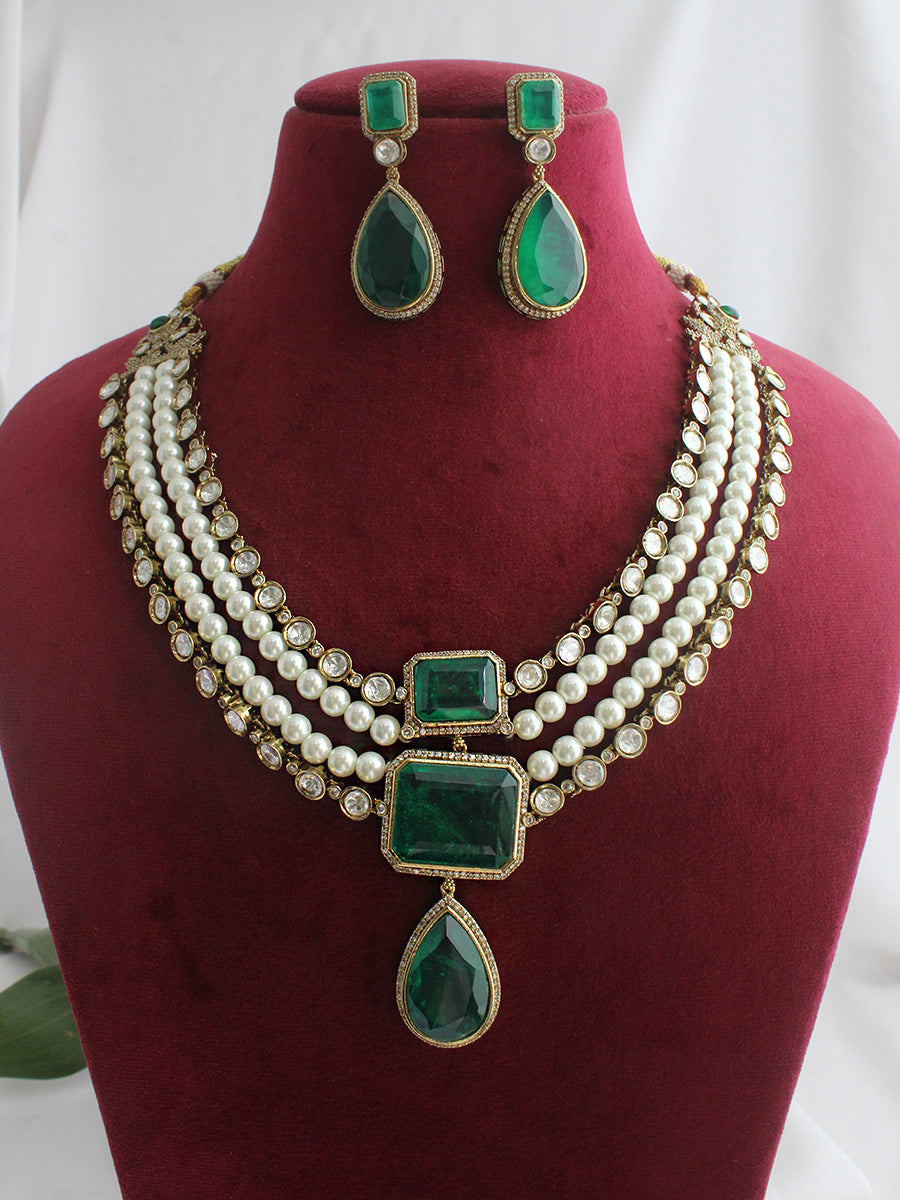 Tavishi Necklace Set-Green