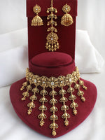 Tanishri Choker Necklace Set-Gold