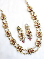 Nirvika Long Necklace Set-Maroon