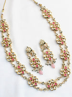 Nirvika Long Necklace Set-Pastel Pink