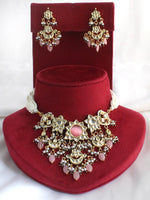 Rushali Necklace Set-Pastel Pink