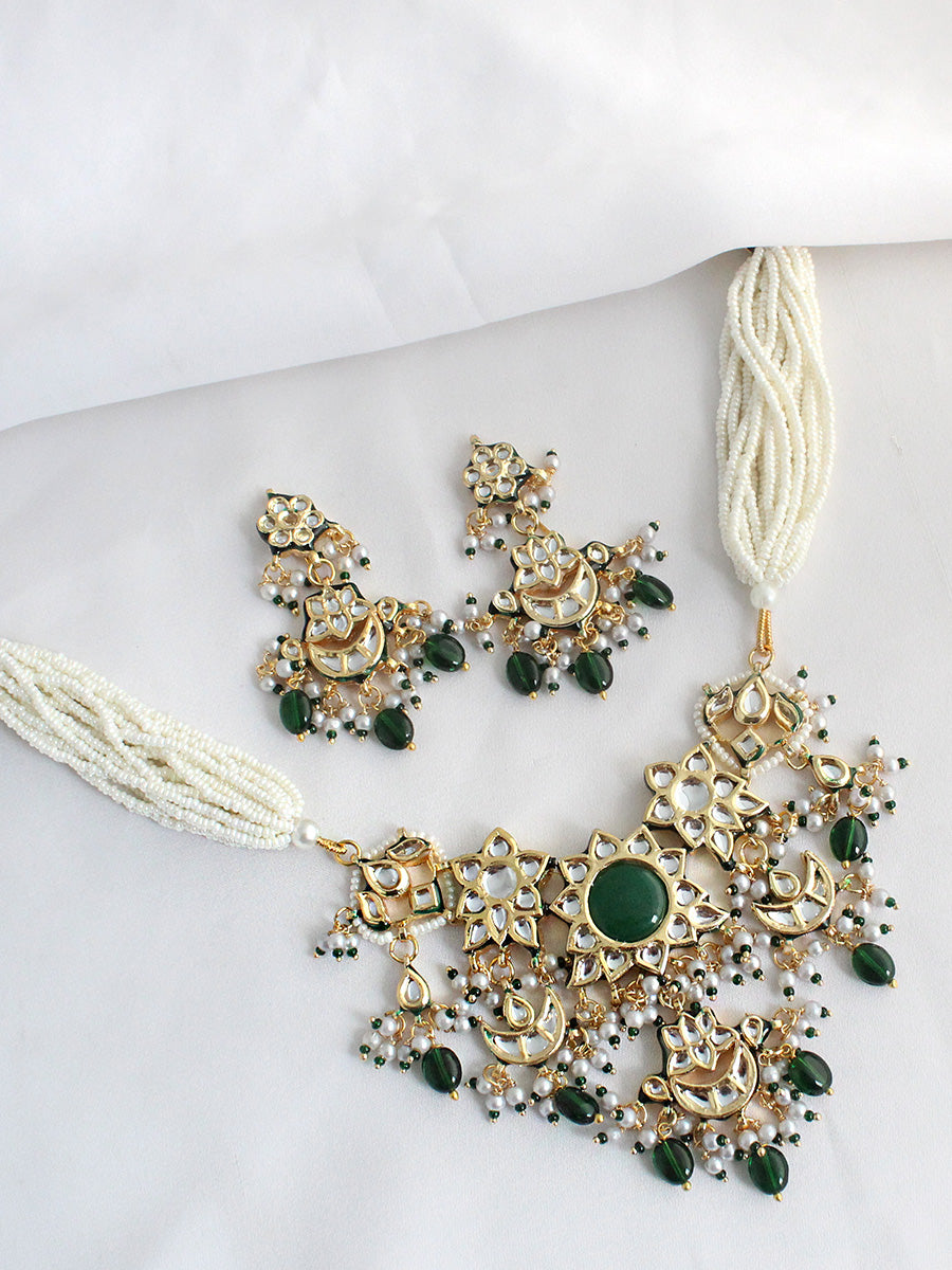 Rushali Necklace Set-Green