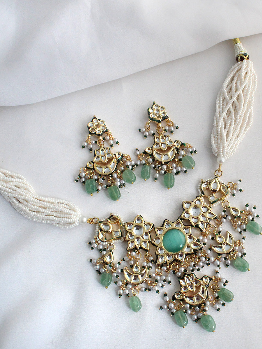 Rushali Necklace Set-Mint Green