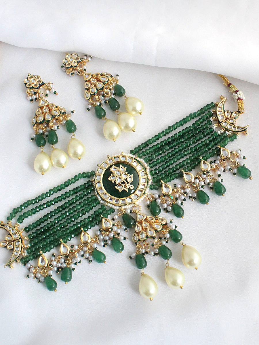 Uditi Choker Necklace Set-Green
