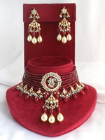 Uditi Choker Necklace Set-Maroon