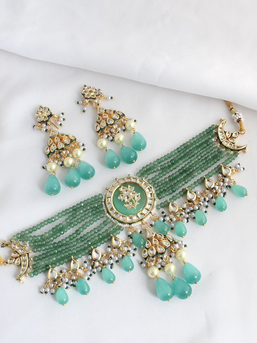 Uditi Choker Necklace Set-Mint Green