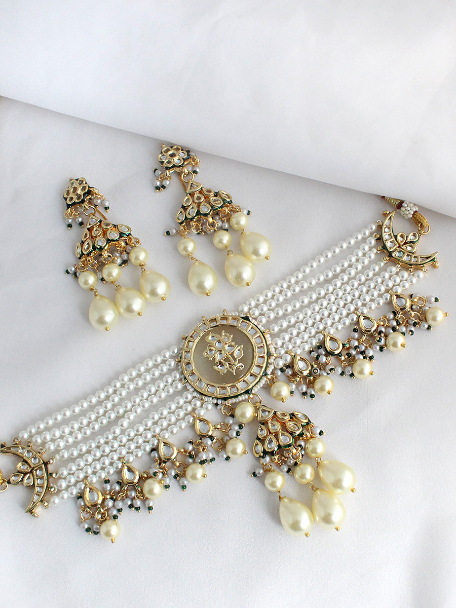 Uditi Choker Necklace Set-Ivory