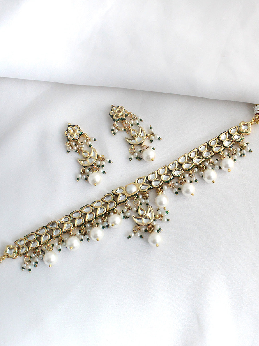 Nirvika Choker Necklace Set-pearl