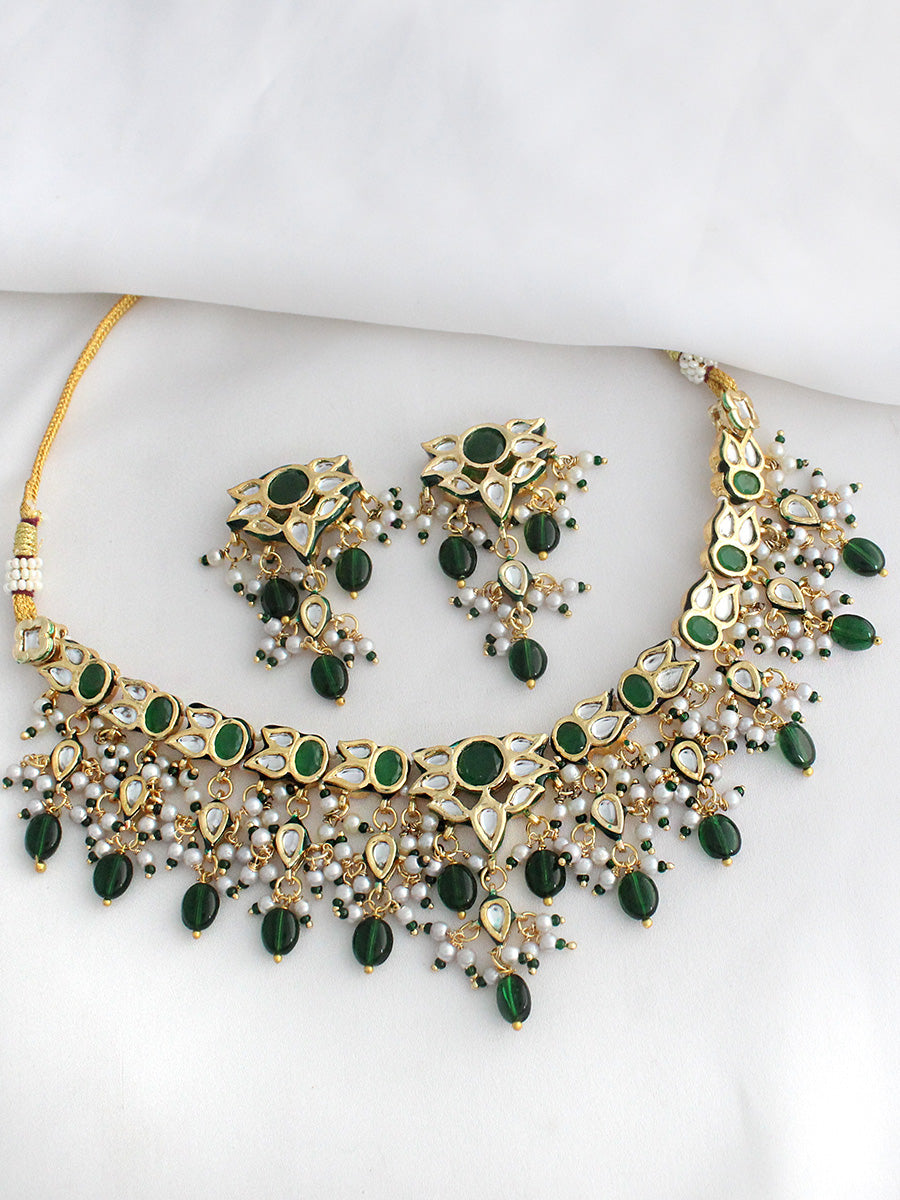 Ditya Choker Necklace Set-Green