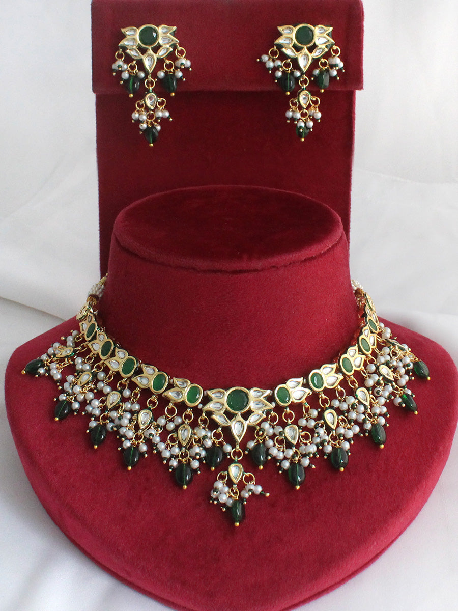 Ditya Choker Necklace Set-Green