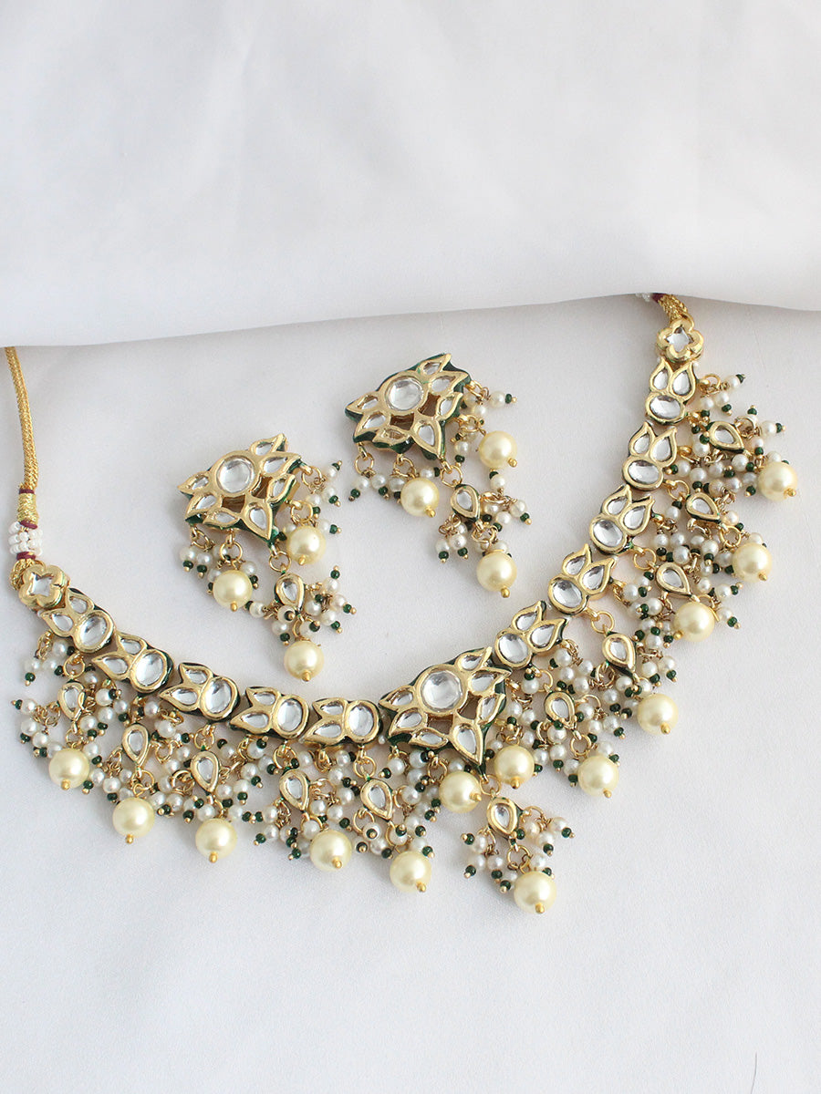 Ditya Choker Necklace Set-Pearl